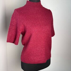 Abercrombie & Fitch Mock Neck Sweater Short Sleeve Cranberry NWOT Size XS